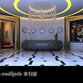 Entertainment Room With Chandelier Decoration 3d model