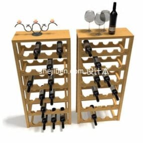 Wood Wine Rack 3d-malli