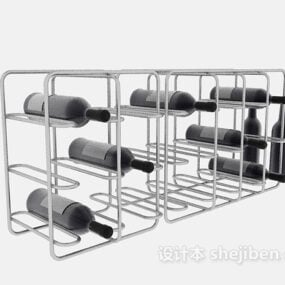 Stainless Steel Wine Rack With Bottles 3d model