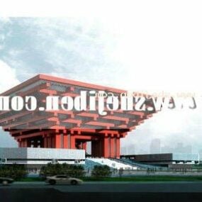 Modelo 3d del edificio de la Exposición Mundial del Pabellón de China