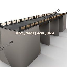 Béton de pont fluvial modèle 3D