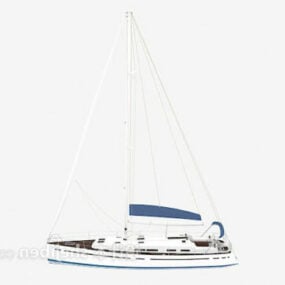 Blå og hvid sejlbåd 3d-model