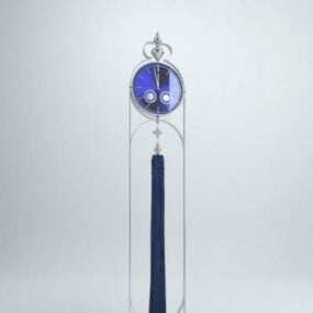 Pendule bleu avec couvercle en verre modèle 3D