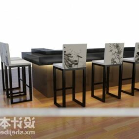 Barstol med svart bordsett 3d-modell