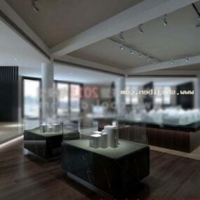 サークル天井装飾付きオフィスホールスペース3Dモデル