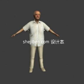 Tポーズの人間キャラクター老人3Dモデル