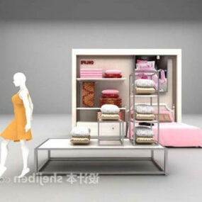 ピンクのベッドの女の子の部屋の家具セット3Dモデル