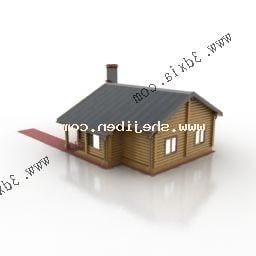 Дерев'яна будівля з плоским дахом 3d модель