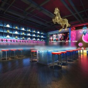 Нічний бар з освітлювальним декором 3d модель