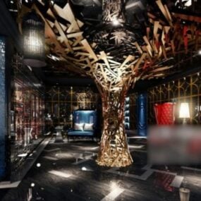 Club con iluminación decoración escena interior modelo 3d
