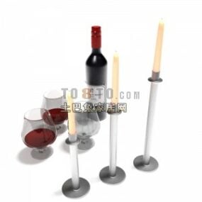 لیوان شراب با شمعدان مدل سه بعدی