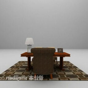 Desk And Chair Carpet Set 3d model