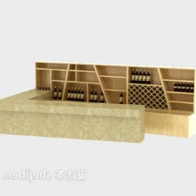Modern Wine Cabinet Shelf With Counter Combined 3d model