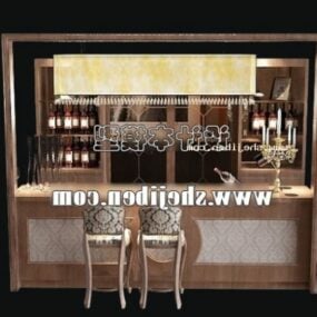 Armário de vinho com cadeira clássica estilo mobiliário francês modelo 3d