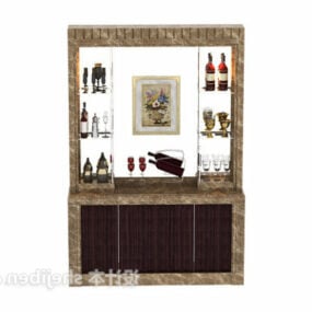 Armário de vinho moderno com decoração de garrafa de vinho modelo 3d
