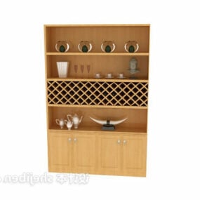 Modern Wine Cabinet Shelf With Bottom Cover 3d model