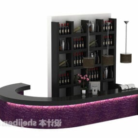 Bar Wine Cabinet With Curved Counter 3d model