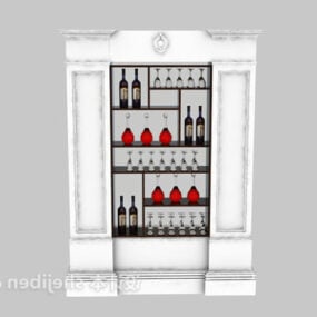 Wall Wine Cabinet Classic Style 3d model