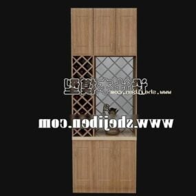 Modern Wine Cabinet Wooden Top And Bottom Door 3d model