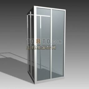 Bathroom Glass Wall Stainless Steel Frame 3d model