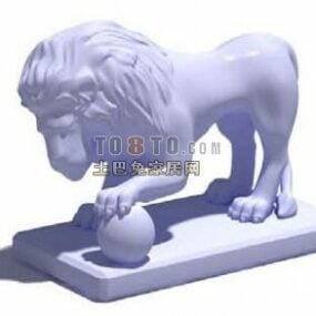 欧洲狮子与球雕像3d模型