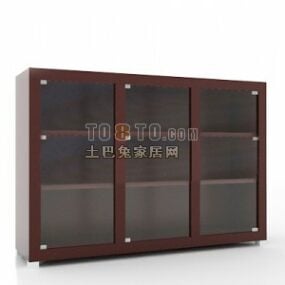 Chinese Cabinet Three Glass Doors 3d model