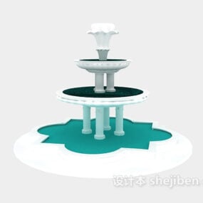 Landschaftsbrunnen mit drei Ebenen, 3D-Modell