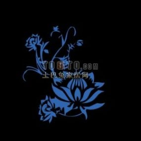 Veggmalt blå blomstertekstur 3d-modell