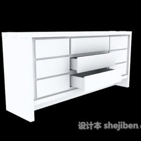 White Side Cabinet With Open Drawers 3d model