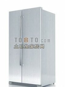 Modelo 3d de cor branca de geladeira de porta dupla