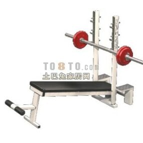 Gym Chair With Barbell Accessories 3d model