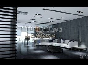 Salon d'appartement avec canapé-lit modèle 3D