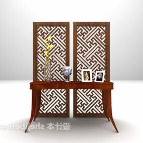 Console Table With Carving Screen 3d model