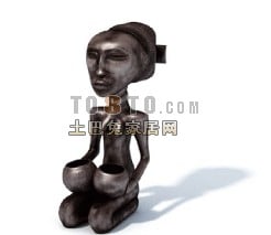 African Brass Figurine Decoration 3d model