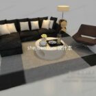Sofá de estilo minimalista con mesa de centro redonda