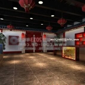 Office Hall With Reception Interior Scene 3d model