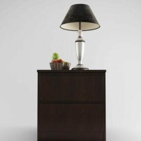 American Bedside Table With Table Lamp 3d model