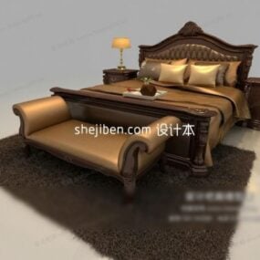 Realistic Bed With Pillows And Blanket Full Set 3d model