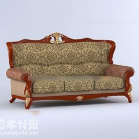 3д модель кожаного дивана, подушек и стеклянного журнального столика для гостиной