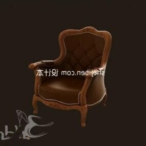 美式皮革单人沙发扶手椅3d模型