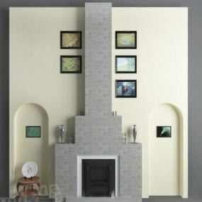 American Fireplace Wall 3d model
