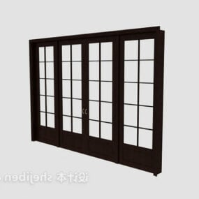 Jednodveřové dveře s rámem na vrcholu dřevěný materiál 3D model