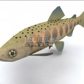 דג בעלי חיים עם תבנית על גוף מודל תלת מימד