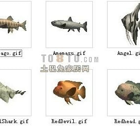 مدل سه بعدی مجموعه ماهی قرمز حیوانات