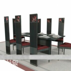 Antyczne meble Zestaw mebli stołowych i krzeseł Model 3D