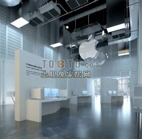 مدل سه بعدی طراحی داخلی نمایشگاه اپل