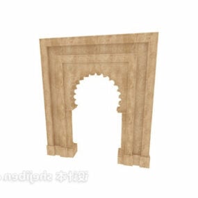 Classic Chinese Door Wood Frame 3d model