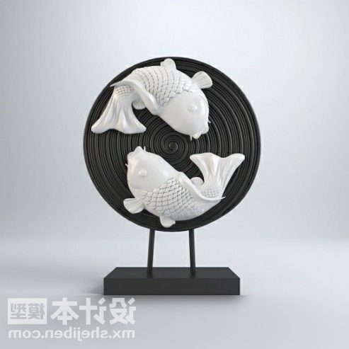 Artwork Fish On Dish Decorating Furniture