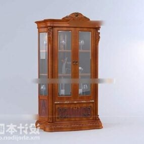 European Wine Cabinet Wood Furniture 3d model