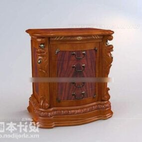 Classic Bedside Table Wood Furniture 3d model